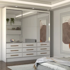 Guarda-Roupa Casal Taylor Premium 3 Portas 9 Gavetas com Espelho - Panorama Móveis