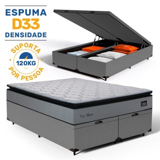 Cama Box Baú com Colchão de Espuma D33 Pillow Top Maxx Queen 158cm em Oferta na Shopee