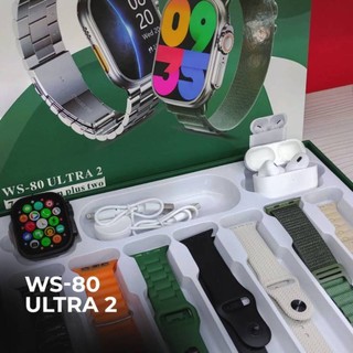 Relógio Smartwatch WS80 com 7 Pulseiras + Fone Bluetooth