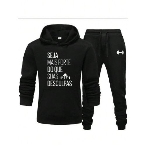 Conjunto Moletom Frases Motivacionais  Blusa e Calça Academia Treino Musculação  moda  outono/inverno lançamento casual
