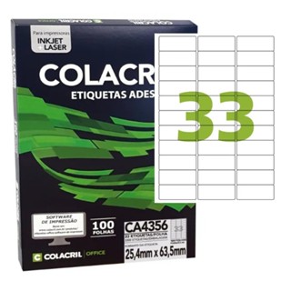 Etiqueta Inkjet Laser A4 Branca 25,4 X 63,5mm 100 Fls Ca4356 em Oferta na Shopee