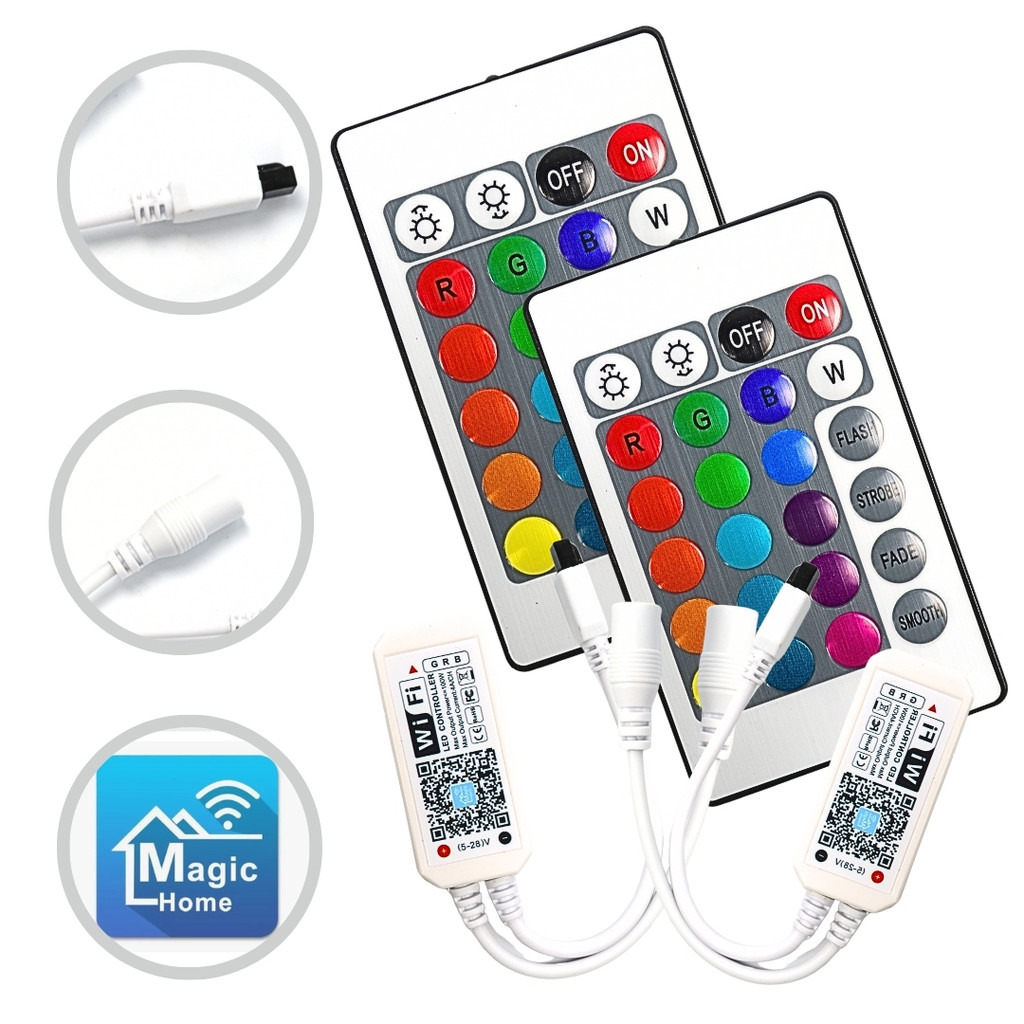 KIT 2 Controladora p/ Fita LED RGB 3528/5050 12V Conexão WIFI Aplicativo