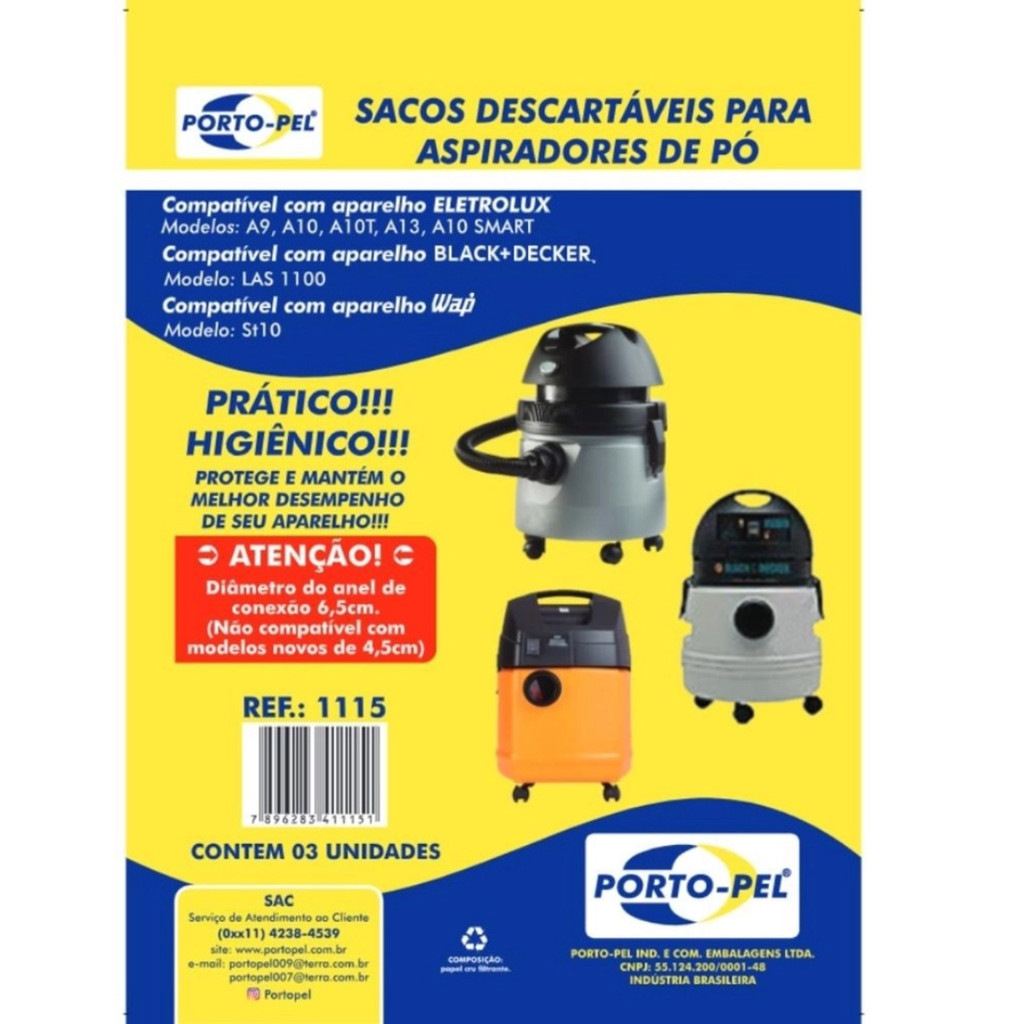 SACO ASPIRADOR PO COMPATIVEL A10 ST10 C/3 ELETROLUX | WAP | BLACK + DECKER