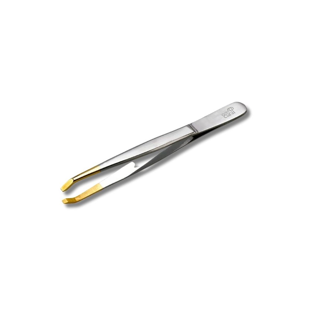 Pinça Profissional Aço Inox Santa Clara Ponta Reta Dourada Ref.1172