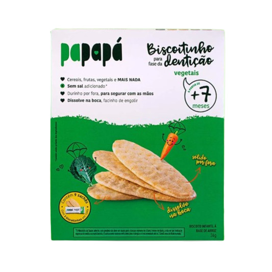 Biscoito Papapá Dentição Vegetais 36g