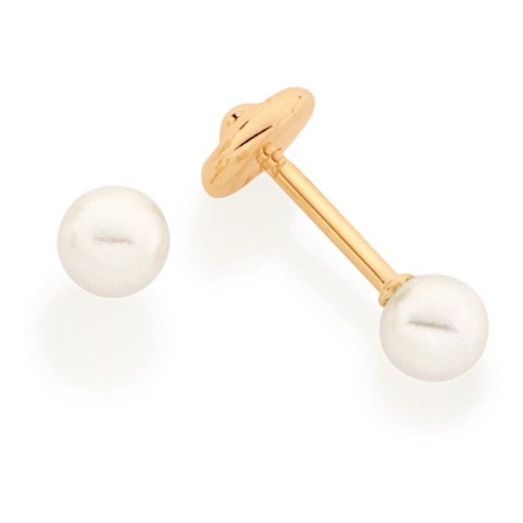 Brinco Infantil Solitário Com Pérola Rommanel 520190 em Oferta na Shopee