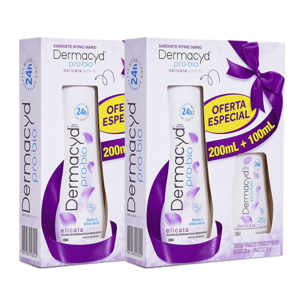 KIT C/2 SABONETE DERMACYD DELICATA DE JASMIM 200ML + 100ML em Oferta na Shopee
