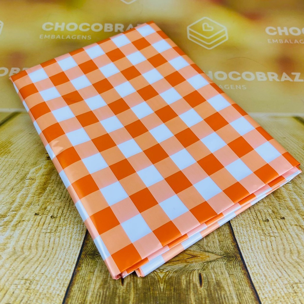 10~50 TOALHAS P/ FESTA JUNINA XADREZ LARANJA 78X78 INOVE