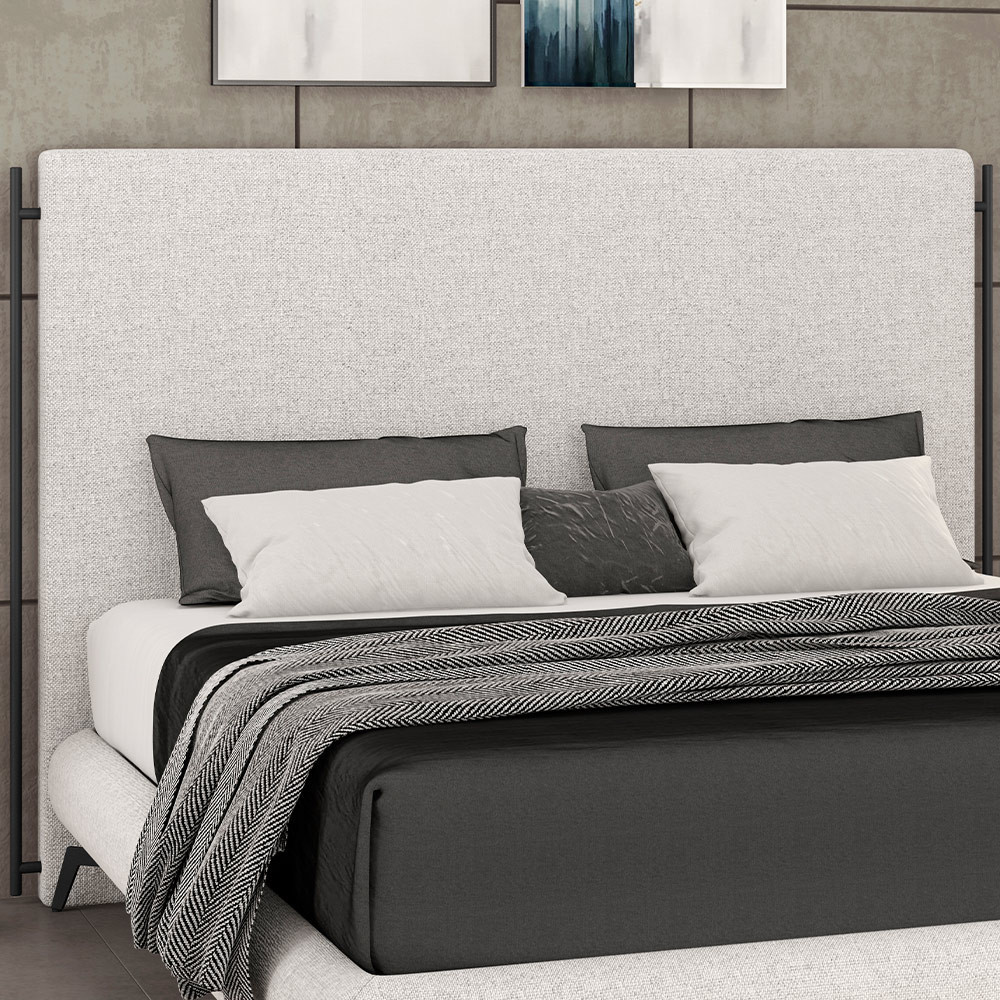 Cabeceira Cama Box King 195cm Estofada Goya P05 Linho Cinza Claro - Lyam Decor em Oferta na Shopee