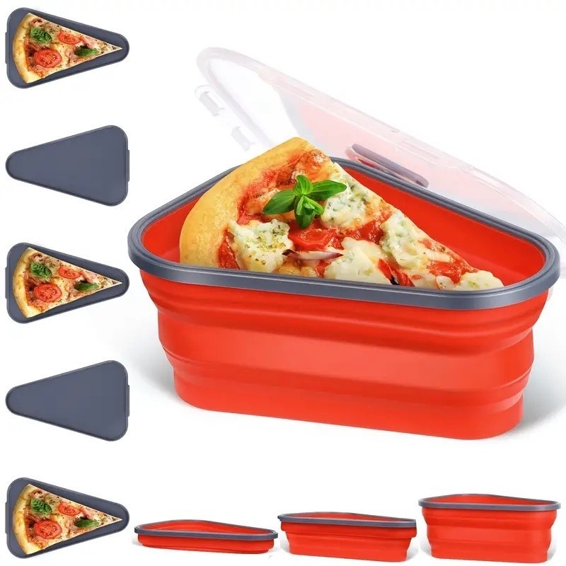 Porta Pizza Retrátil Recipiente Expansível para Fatias- Marmita Porta Pizza- Multiuso