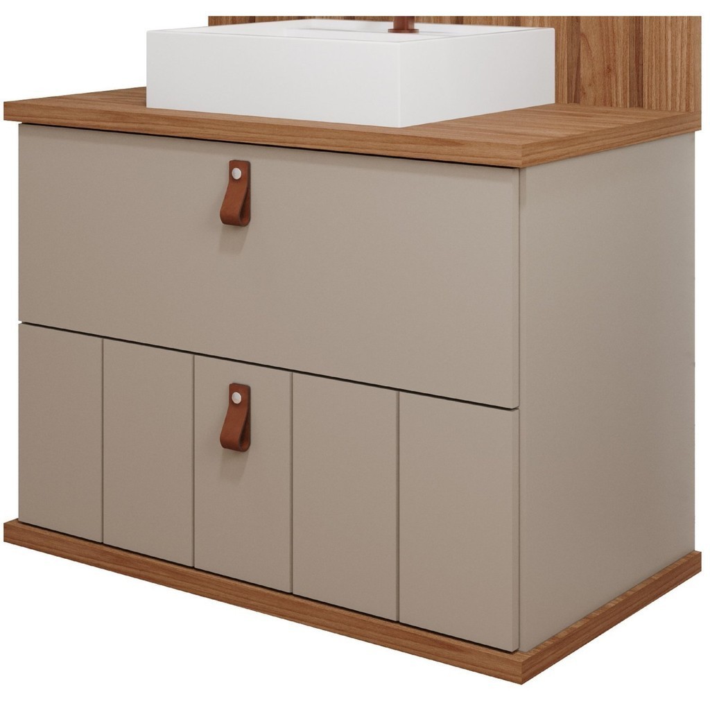 Gabinete Suspenso com Cuba 60cm Poli Espresso Móveis Cappuccino - Home & Living