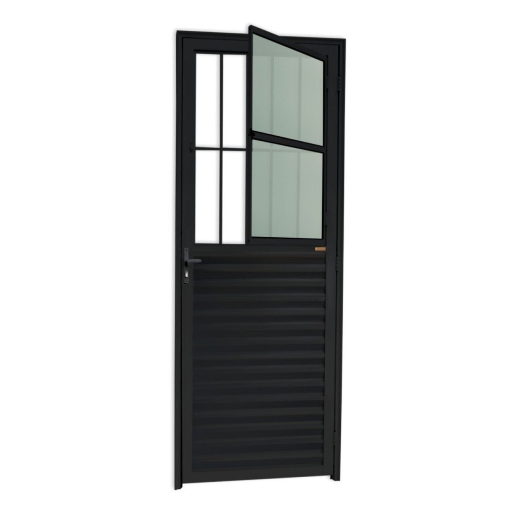 Porta de Sala Linha 25 Vidro Boreal 210cm X 80cm Brimak Abertura Esquerda Preto em Oferta na Shopee