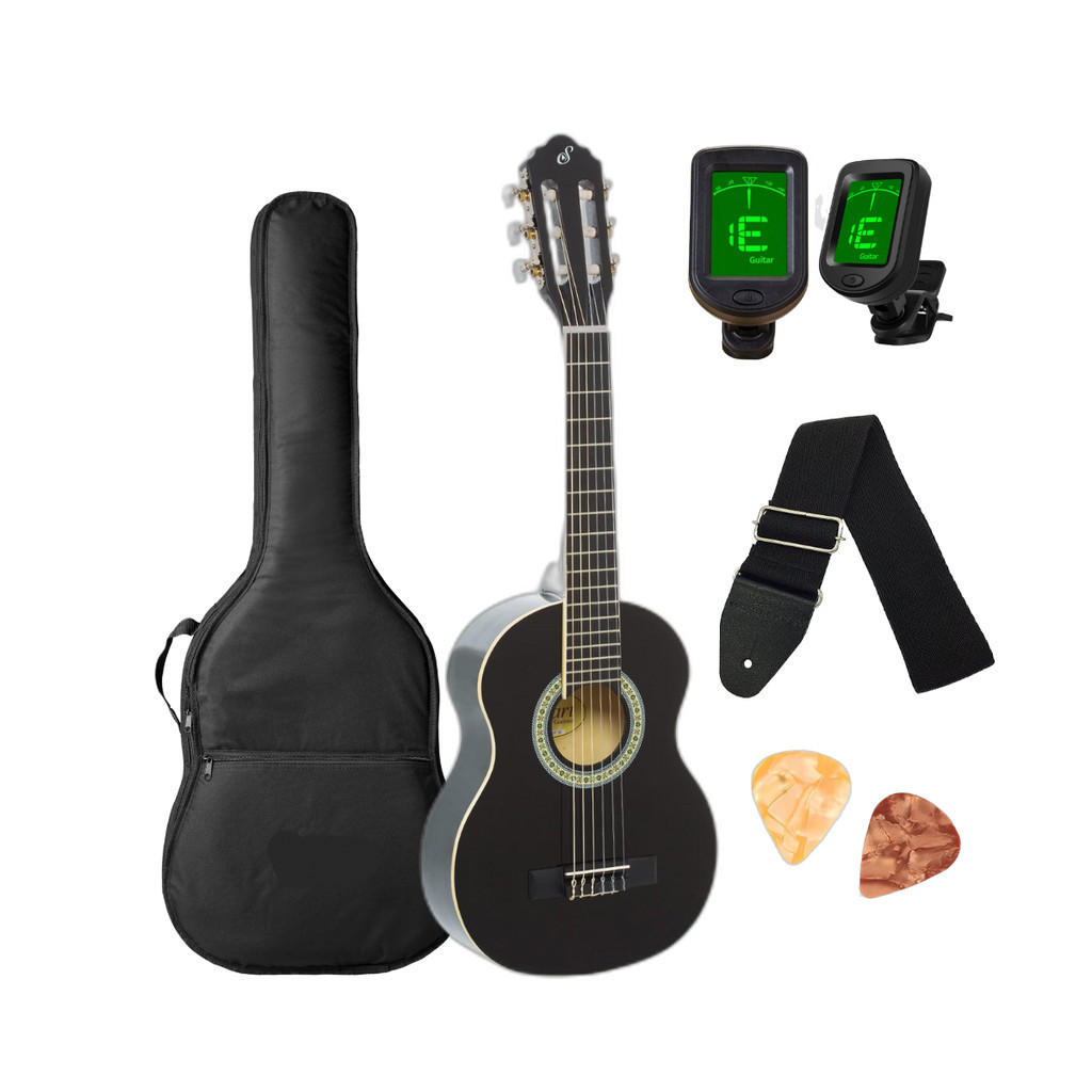 Violão Infantil 1/2 Preto Nylon Destro Giannini Start NR BK Crianças até 7 Anos + acessórios