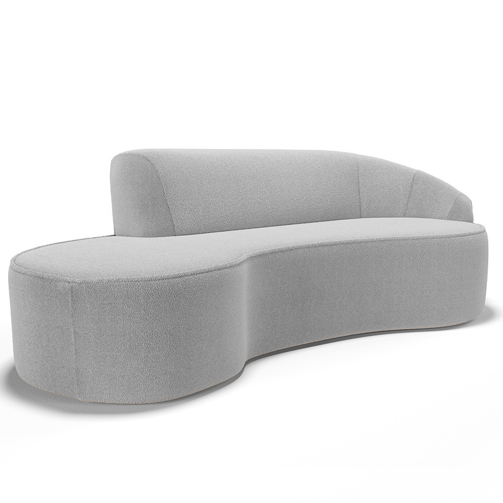 Sofá 3 Lugares Curvo Sala de Estar Living Firenze Direito D02 Bouclê Cinza 180 cm B-56 - Lyam - Home & Living