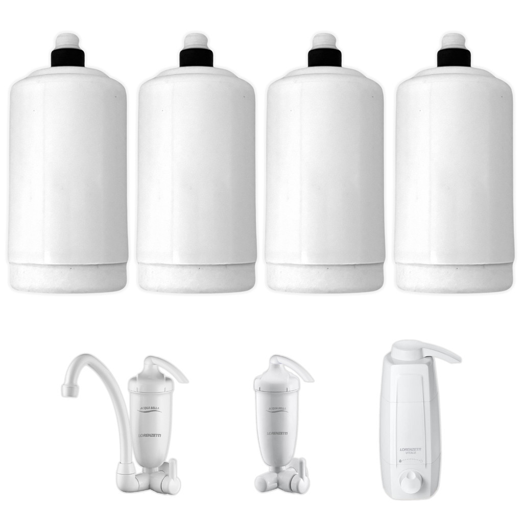 Kit 4 Refil Filtro Acqua Bella E Vitale Rv-01 Compatível Purificador Lorenzetti Carvão Ativado e Polipropileno Atóxico em Oferta na Shopee