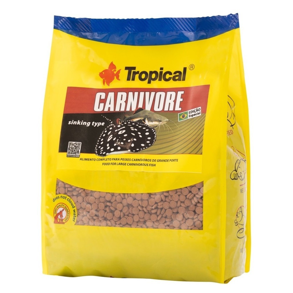 Ração Para Peixes Predadores Tropical Carnivore 1kg Bag