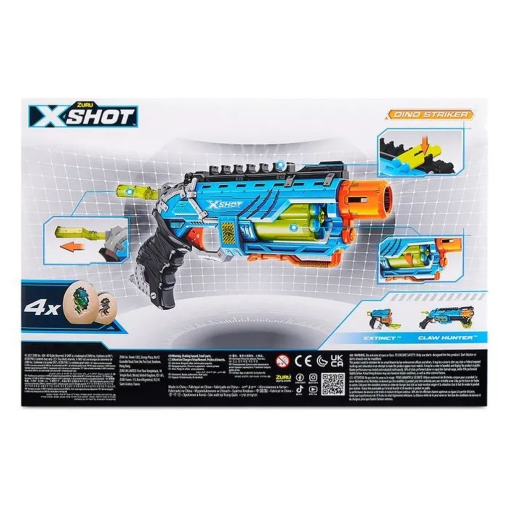 Brinquedo Lançador De Dardos Xshot Dino Attack Dino Striker Blue - Candide 5572