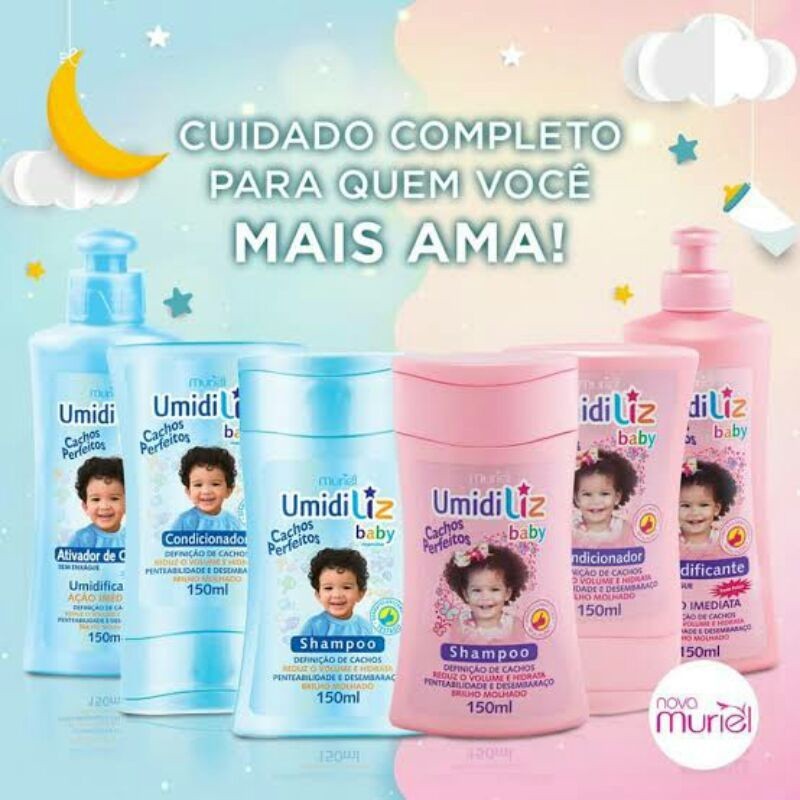KIT BABY UMIDILIZ CACHOS SHAMPOO + CONDICIONADOR + ATIVADOR DE CACHOS ORIGINAL em Oferta na Shopee