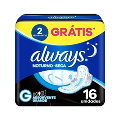 Absorvente Always Noites Tranquilas Seca com Abas 16 Unidades Leve mais Por menos
