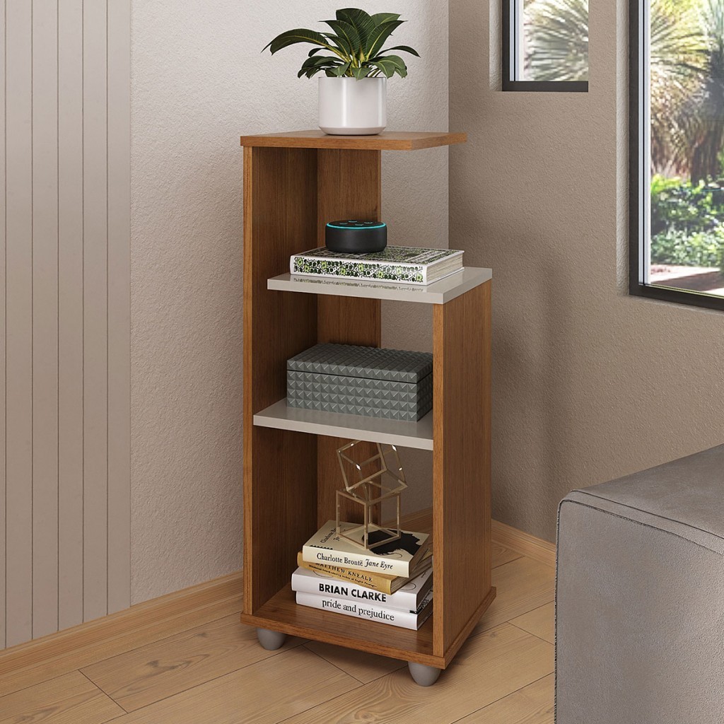 Estante para Livros Bis 2 Prateleiras Cinamomo/Off White - Pnr em Oferta na Shopee