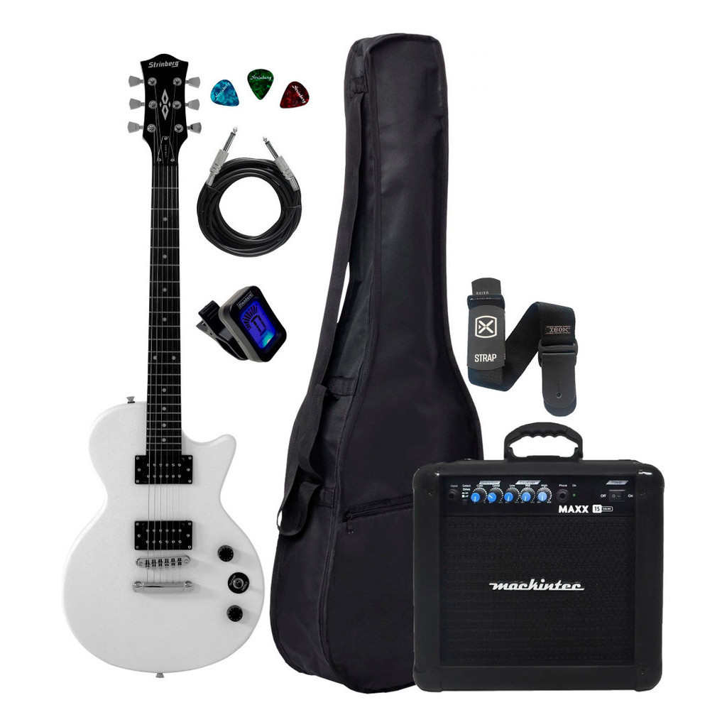 Guitarra Lps200 White Branco Capa Cubo + Acessórios Completa