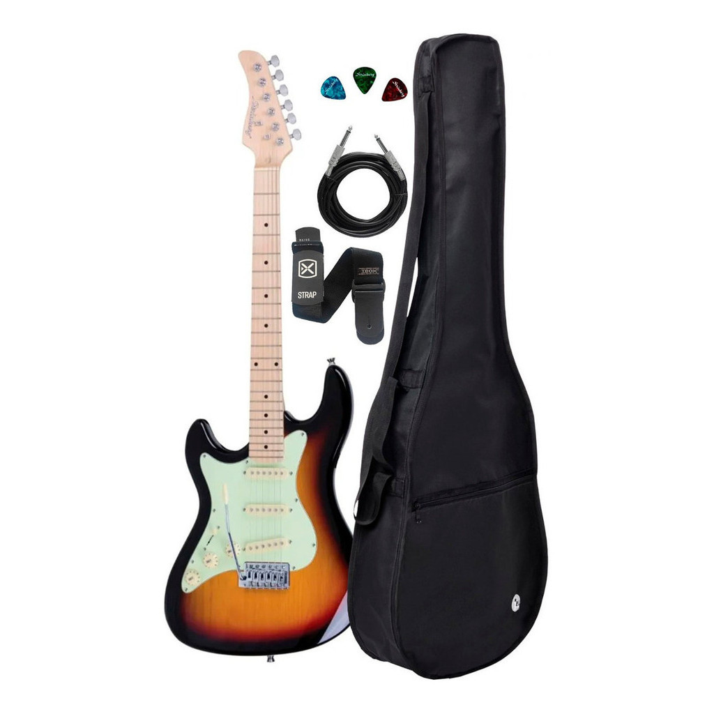 Guitarra Strinberg Sts100 Sb Sunburst Canhoto+ Kit Capa Cabo