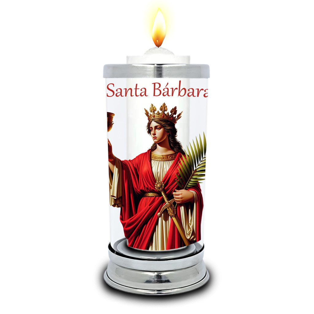 Protetor de Velas 7 dias imagem Santa Bárbara Copo Vidro