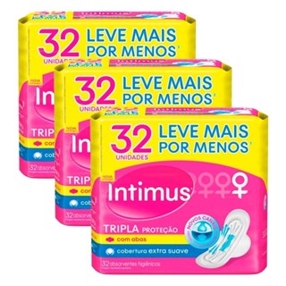 Kit 3 Absorvente Intimus Tripla Proteção c/Abas-Suave 32 und em Oferta na Shopee