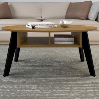 Mesa de Centro Diva 2 Nichos Pinho/Preto - Artely em Oferta na Shopee