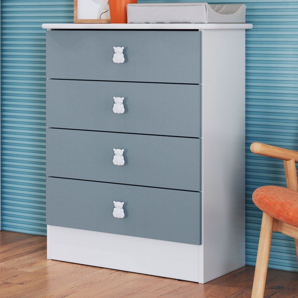 Cômoda Infantil 4 Gavetas Azul 1320 - Percasa - Home & Living