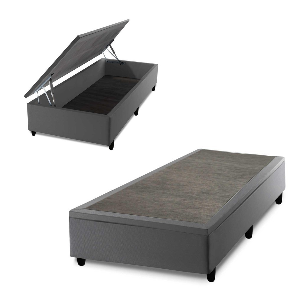 Box Baú Cinza Solteiro 96x203x45 - King House em Oferta na Shopee