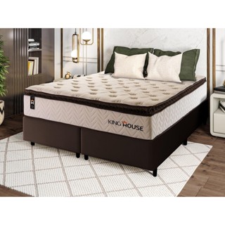 Conjunto Cama Box c/ Molas Ensacadas Quartzo Marrom King 193x203x71 em Oferta na Shopee