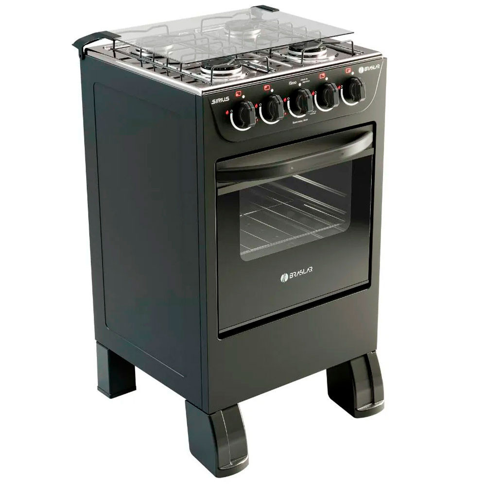Fogão New Sirius 4 Bocas Manual Mesa em Inox Forno Easy Clean Braslar em Oferta na Shopee