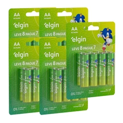 40 Pilhas Alcalina Aa Pequena 2a 1,5v LR6 5 Blisters Elgin