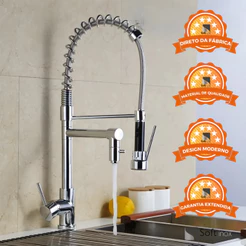Torneira Misturador Monocomando Gourmet Alta - 70 cm 2 Saídas Cromada