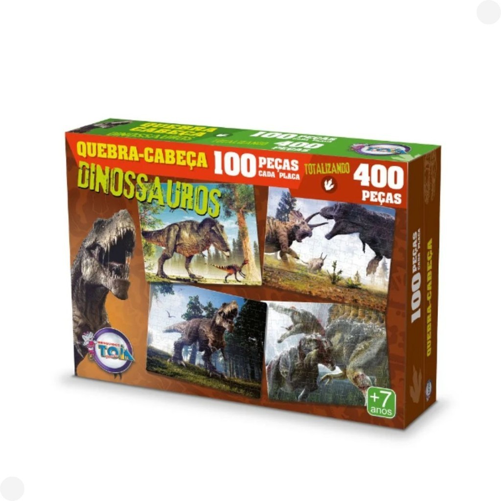 Puzzle 4 Quebra-Cabeças Dinossauros 400 Peças 12150 - Toia Brinquedos em Oferta na Shopee