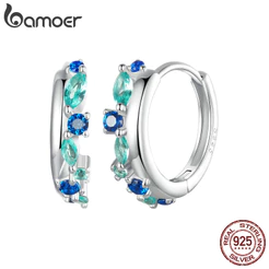 Brincos Bamoer 925 Sterling Sliver Hoop Jóias De Borracha Presentes Para Mulheres