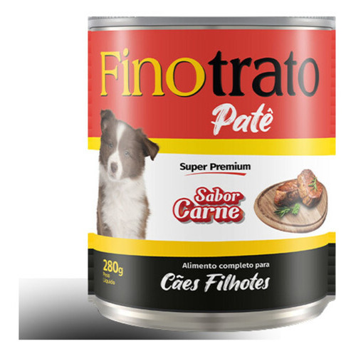 Lata Ração Úmida Finotrato Cães Filhotes Carne Patê 280g Super Premium Cachorro Pet Dog