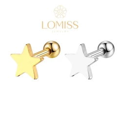 【LOMISS】Piercing Orelha Trágus Helix Flat Conch Tragus Lóbulo Microbell Aço Cirúrgico 316L Pvd Estrela