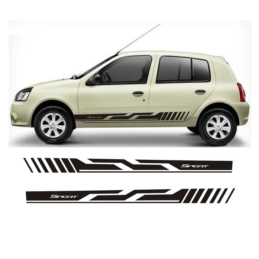 Adesivo Lateral Para Renault Clio 2 E 4 Portas Rc2 Sport Hatch e Sedan Faixa Adesiva Colante Fita