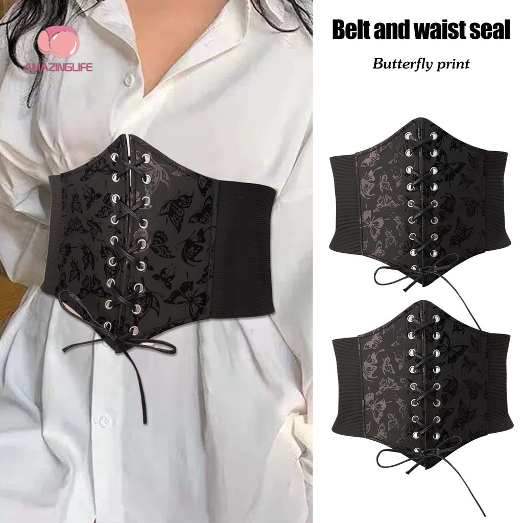 Corda De Ligação Retrô Feminina , Selo Decorativo De Cintura – Estilo Tribunal Europeu , Estampa De Borboleta , Fina Elá