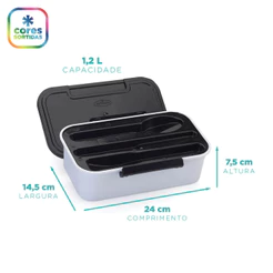 Pote Organizador Marmibox Grande com Divisórias para Talheres 1,2L para Mantimentos e Alimentos