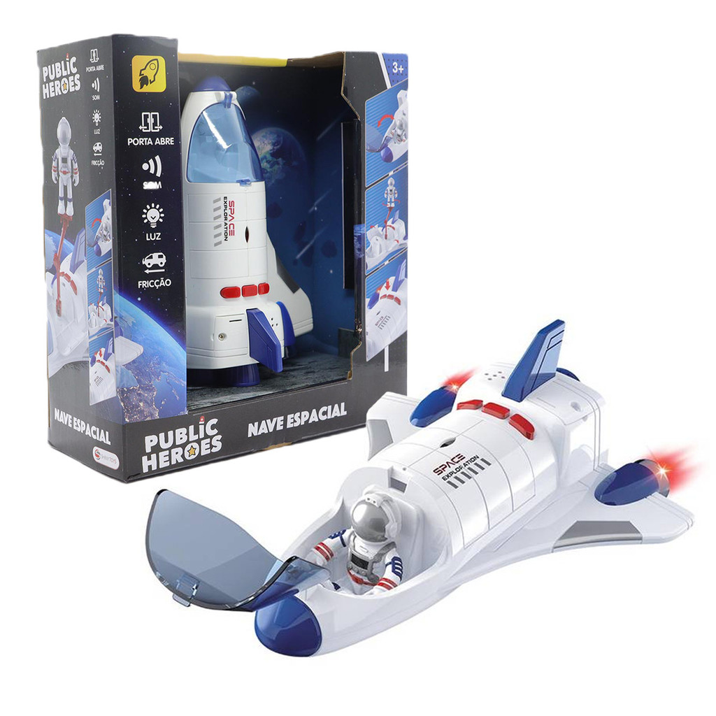 Nave Espacial Brinquedo Foguete Com Astronauta Som E Luz Infantil