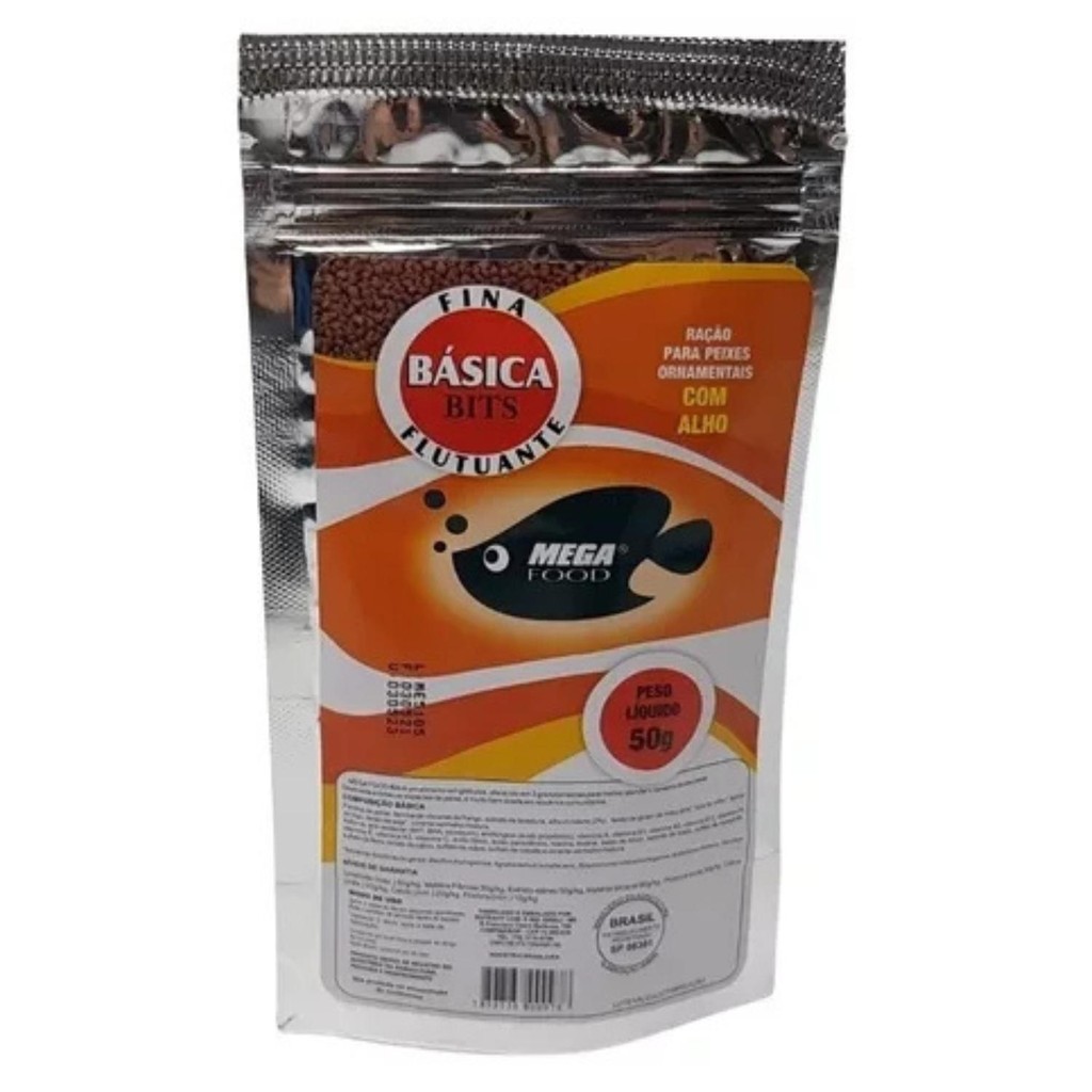 Ração Mega Food Basica Bits Alho Fina 50g Bolinhas Flutuantes