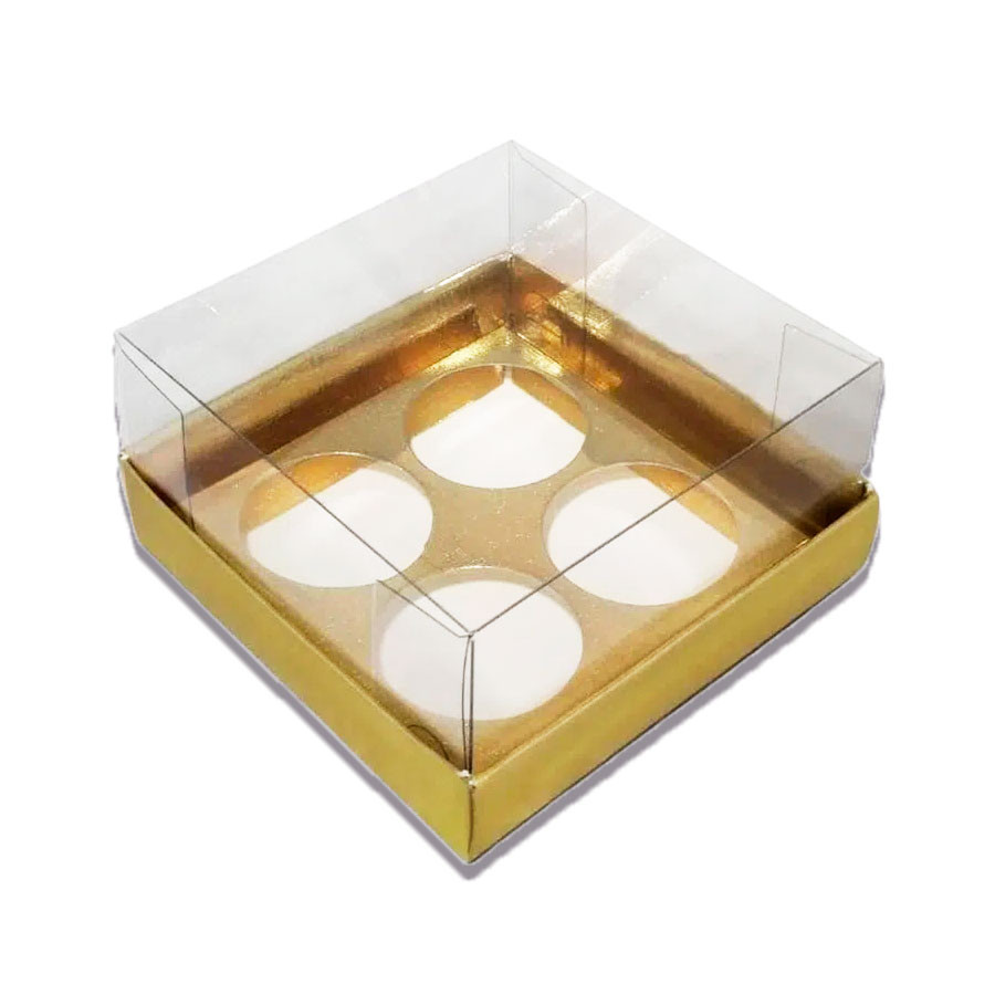 Caixa Base Brigadeiro - Dourado - 4 cavidades (9x9x4,5cm) - 10 unidades - Assk - Rizzo