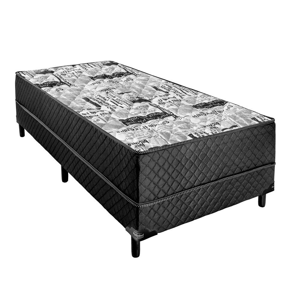 Cama Box Solteiro Conjugada Unyco D28 Ortopédico Preta - Home & Living