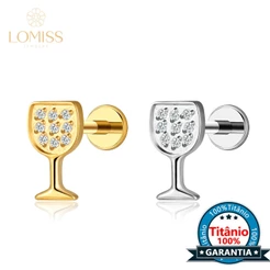 Piercing Labret Titânio Helix Tragus Conch Taça De Vinho Com Zircônia Cravejada