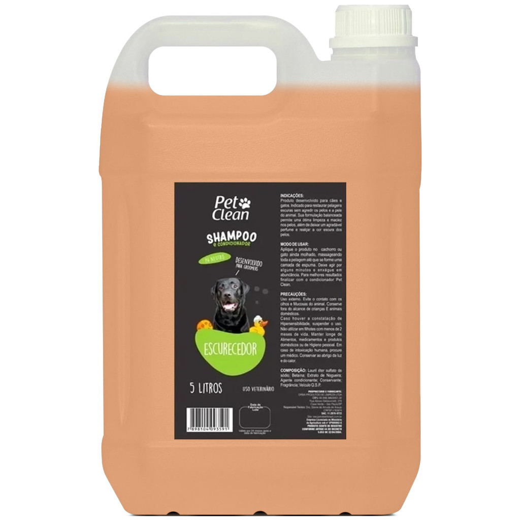 Shampoo e Condicionador Escurecedor Pet Clean Cães Gatos 5L em Oferta na Shopee