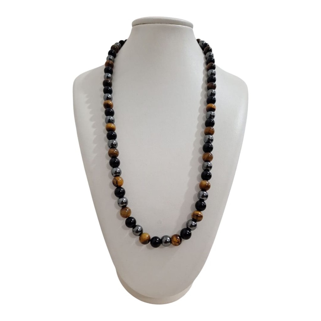 Colar de Olho de Tigre Hematita Ônix 8mm Pedra Natural Regulável em Oferta na Shopee