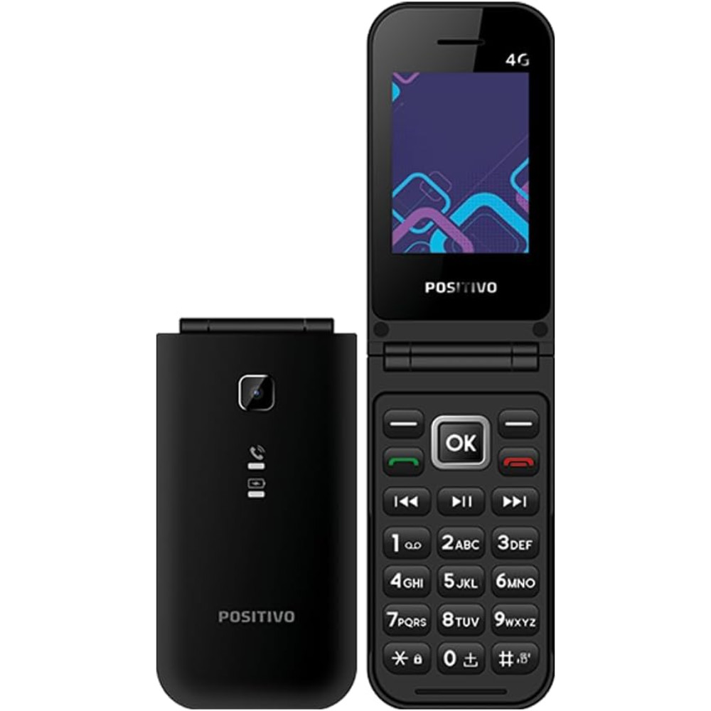 POSITIVO FLIP P51 4G TELA 2.4 48MB RAM RÁDIO FM DUAL PRETO